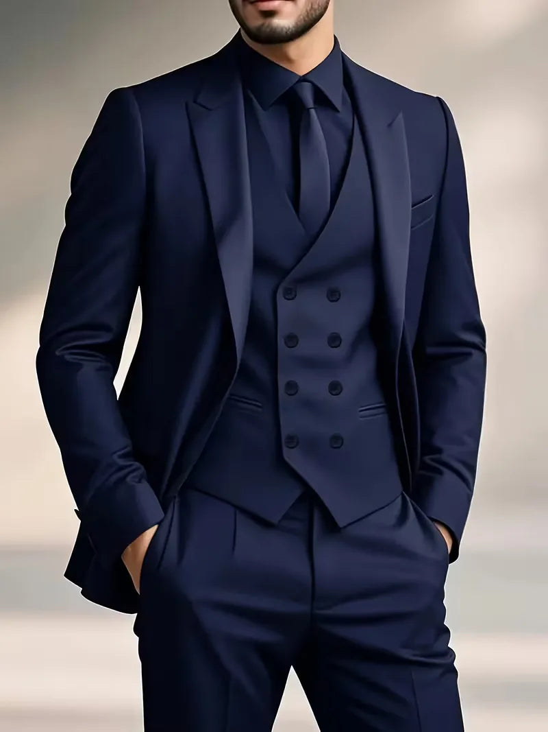 Men's Slim Fit Three-Piece Suit Waistcoat