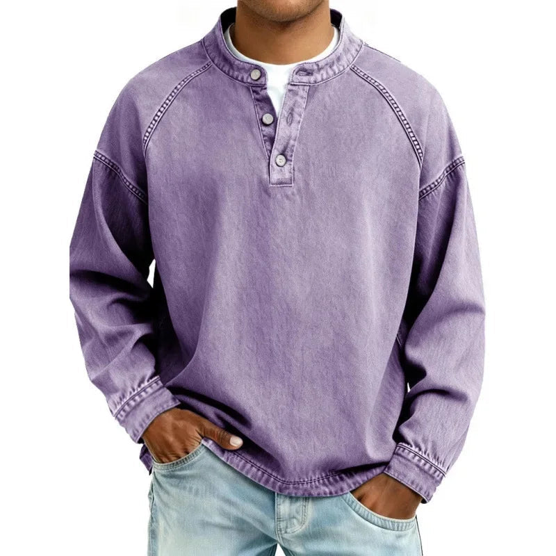 Men's Vintage Button-Up Long Sleeve Shirt