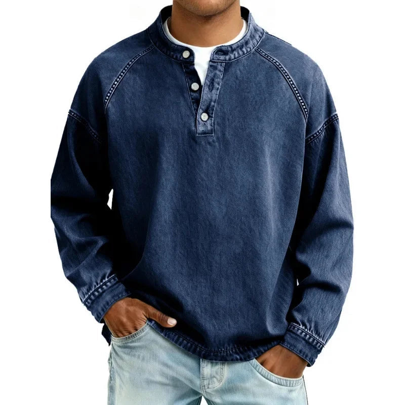 Men's Vintage Button-Up Long Sleeve Shirt