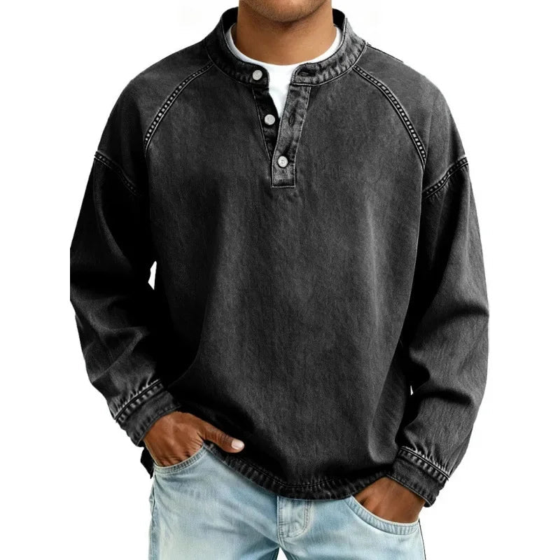 Men's Vintage Button-Up Long Sleeve Shirt