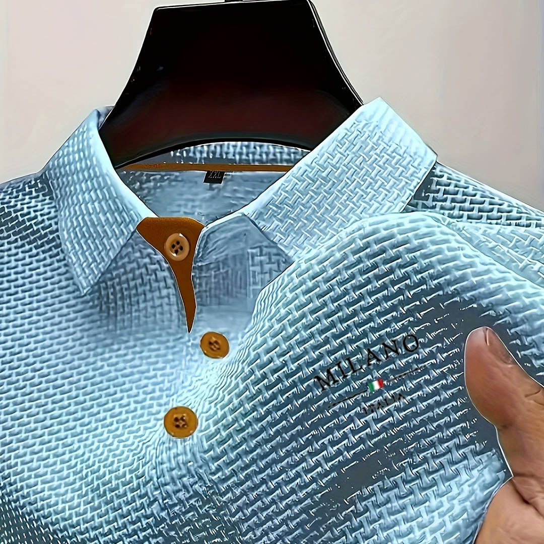 Men's Textured Knit Polo Shirt Short Sleeve