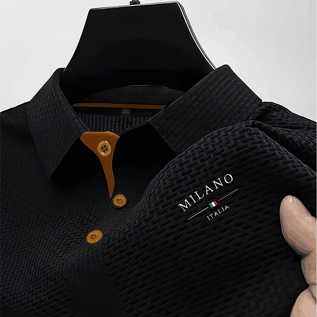 Men's Textured Knit Polo Shirt Short Sleeve