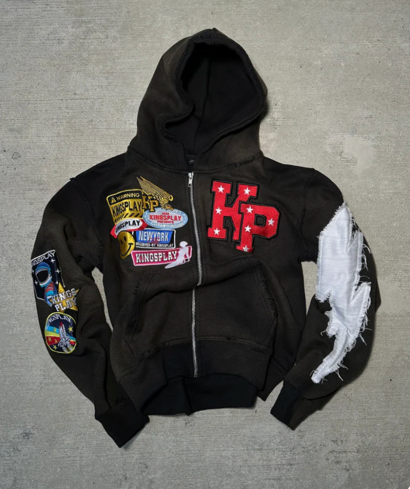 Men's Graphic Patch Zip Up Jacket