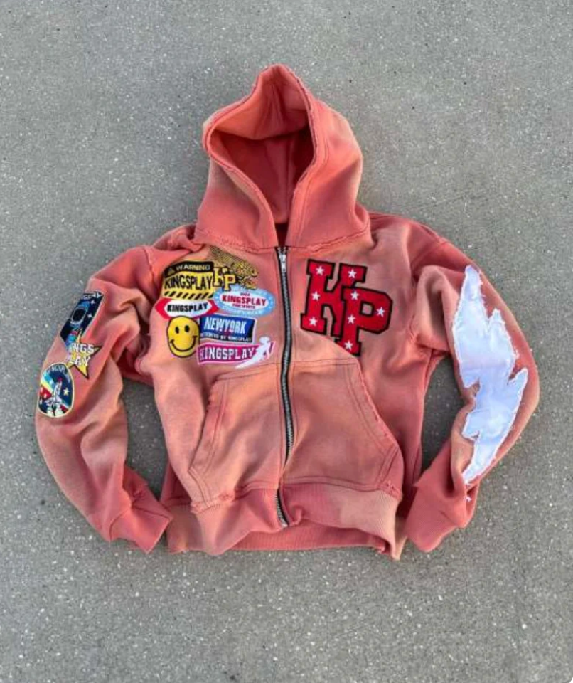 Men's Graphic Patch Zip Up Jacket