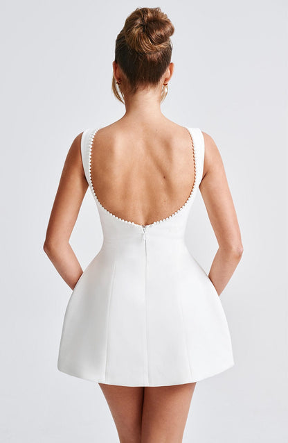 Women's A-Line Mini Dress Pearl Trim