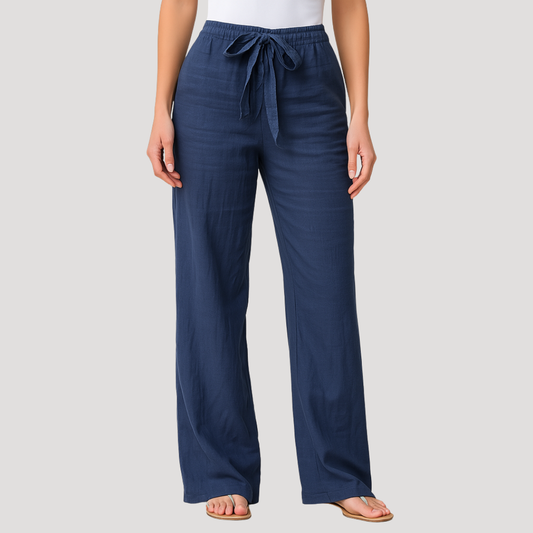 Women's Relaxed Linen Drawstring Wide Leg Pants