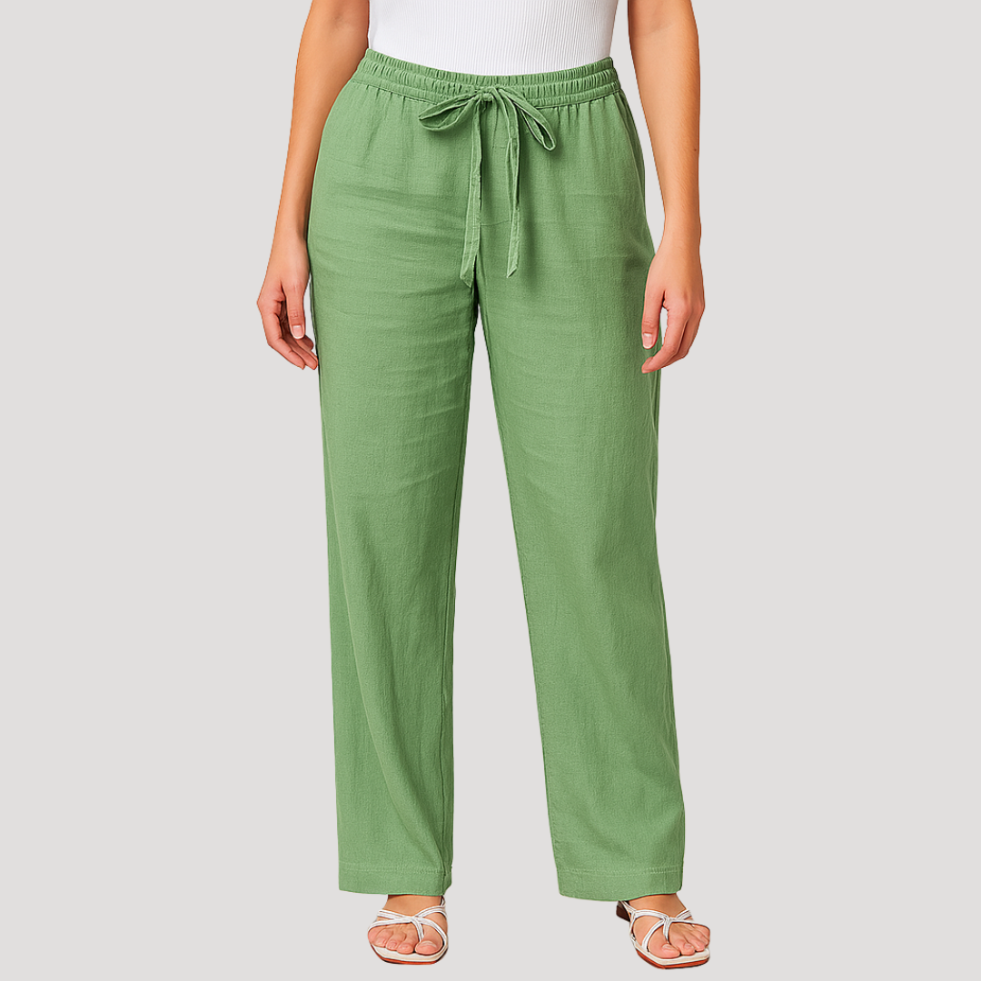 Women's Relaxed Linen Drawstring Wide Leg Pants
