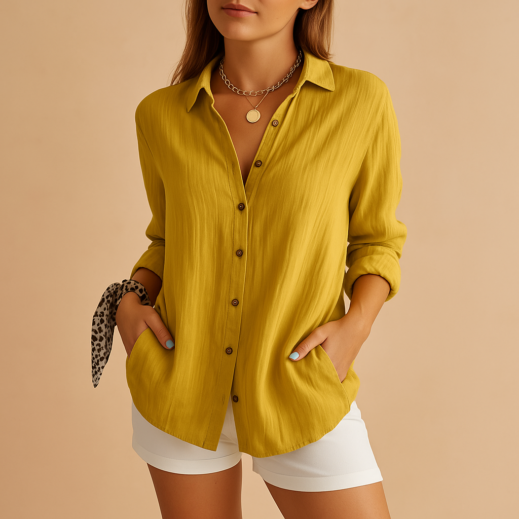 Women's Linen Button-Down Summer Blouse