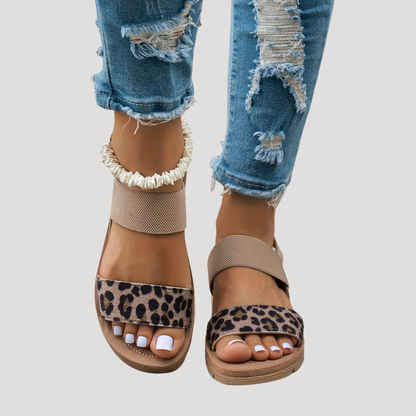 Women’s Comfortable Leopard Print Cross Strap Flat Sandals 2