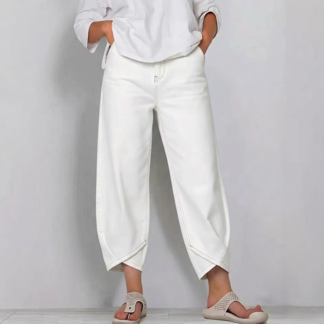 Women's Barrel Leg Cropped Denim Jeans Relaxed