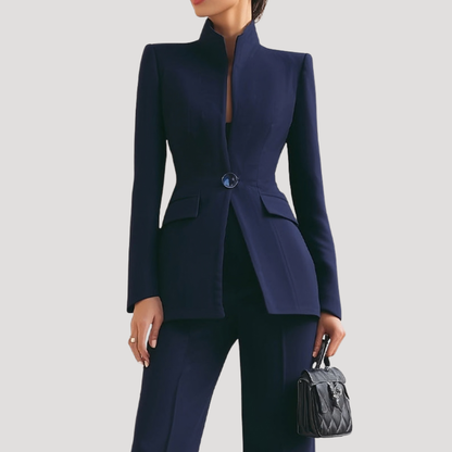 Women's Stand Collar Blazer Outfit Trouser Suit Set