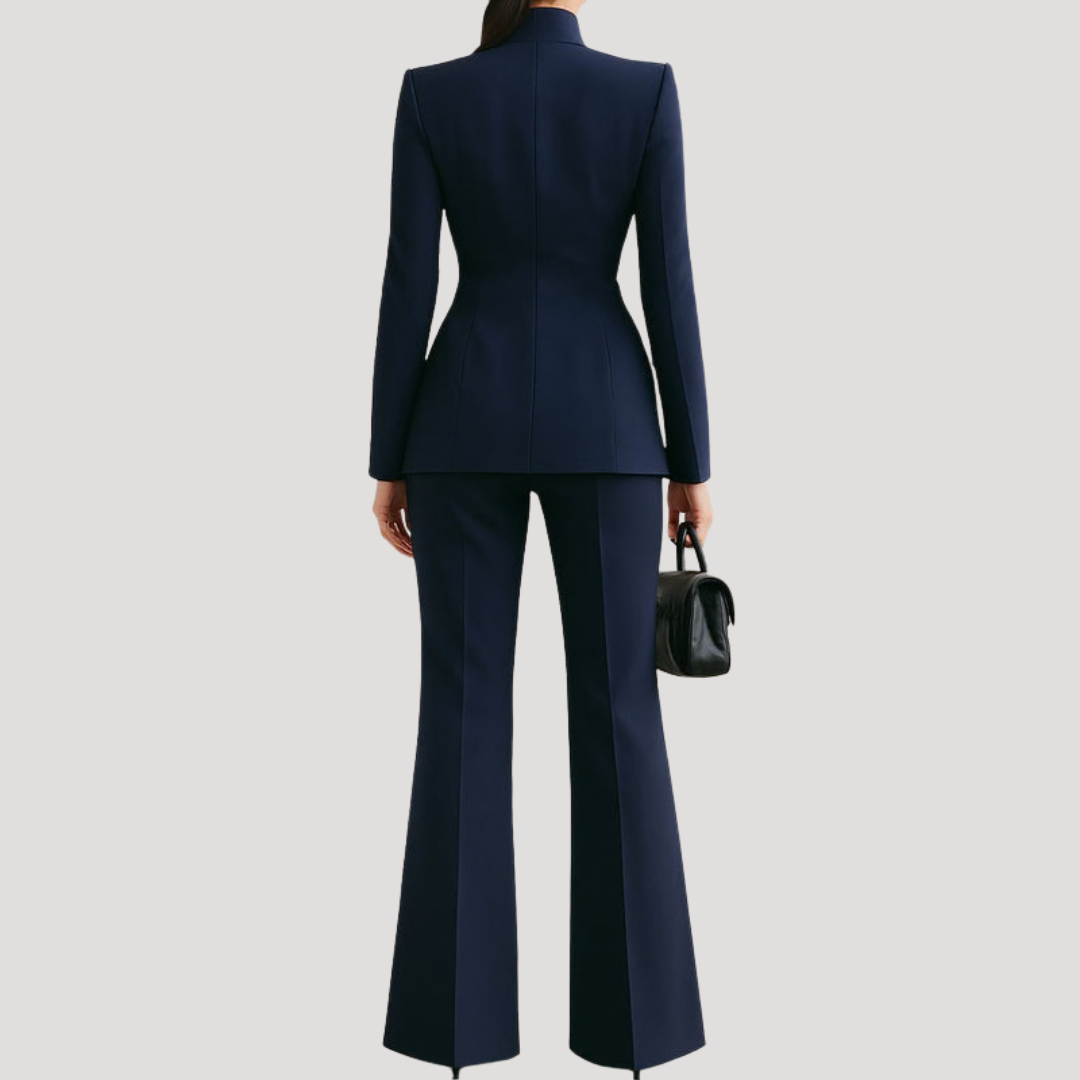 Women's Stand Collar Blazer Outfit Trouser Suit Set