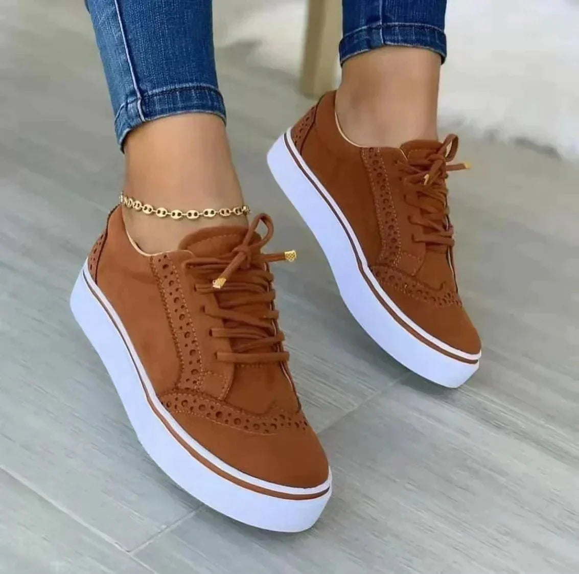 Women's Platform Lace-Up Sneakers Cushioned