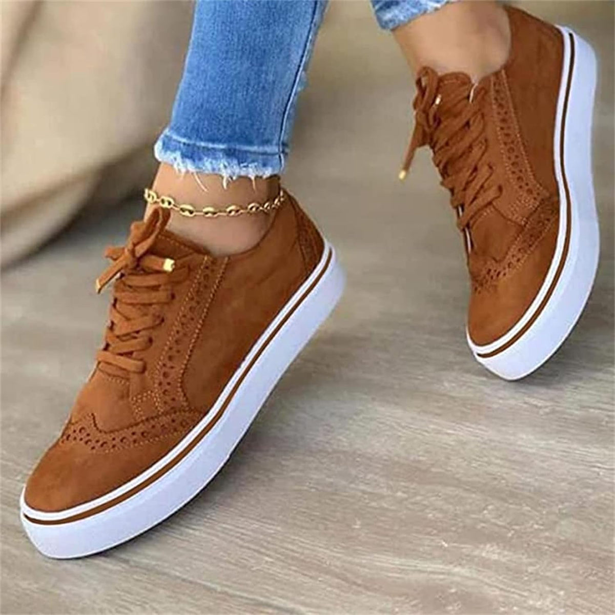 Women's Platform Lace-Up Sneakers Cushioned