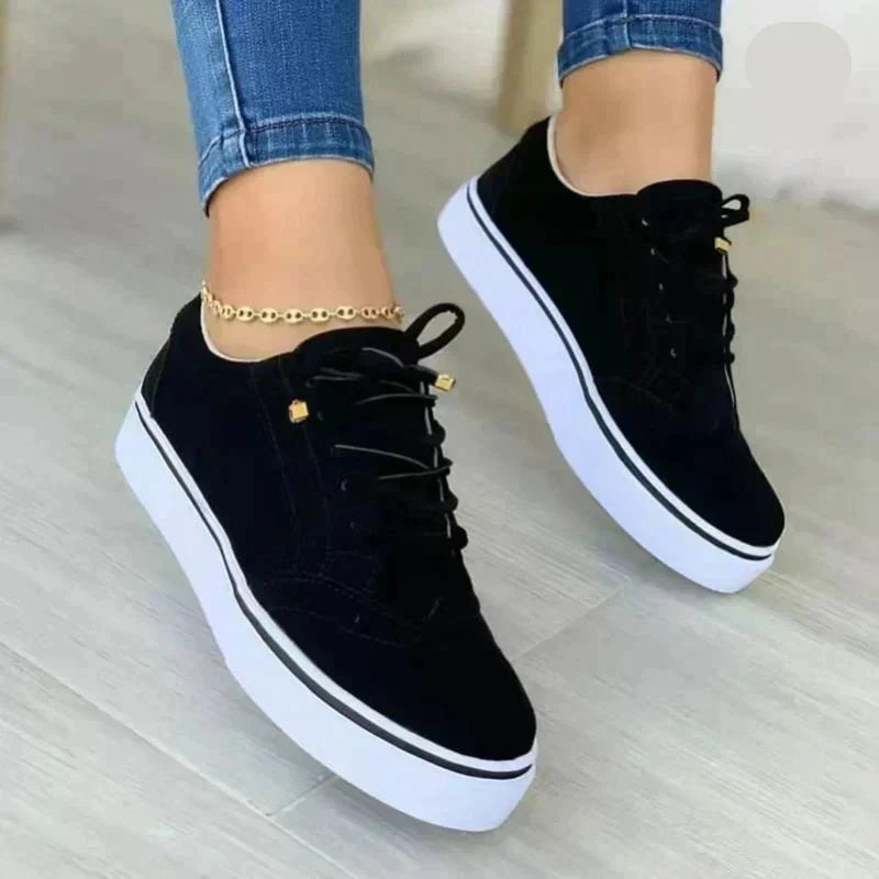 Women's Platform Lace-Up Sneakers Cushioned