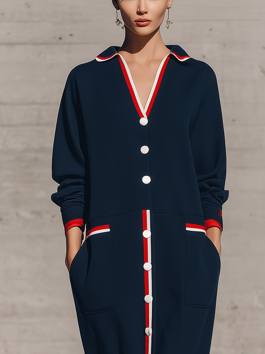 Women's Navy Long Sleeve Maxi Dress – ModClo