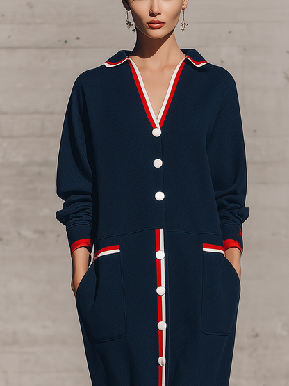 Women's Navy Long Sleeve Maxi Dress – ModClo