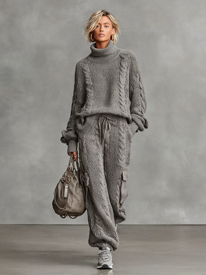 Women's Knit Turtleneck Cargo Trouser Set – ModClo