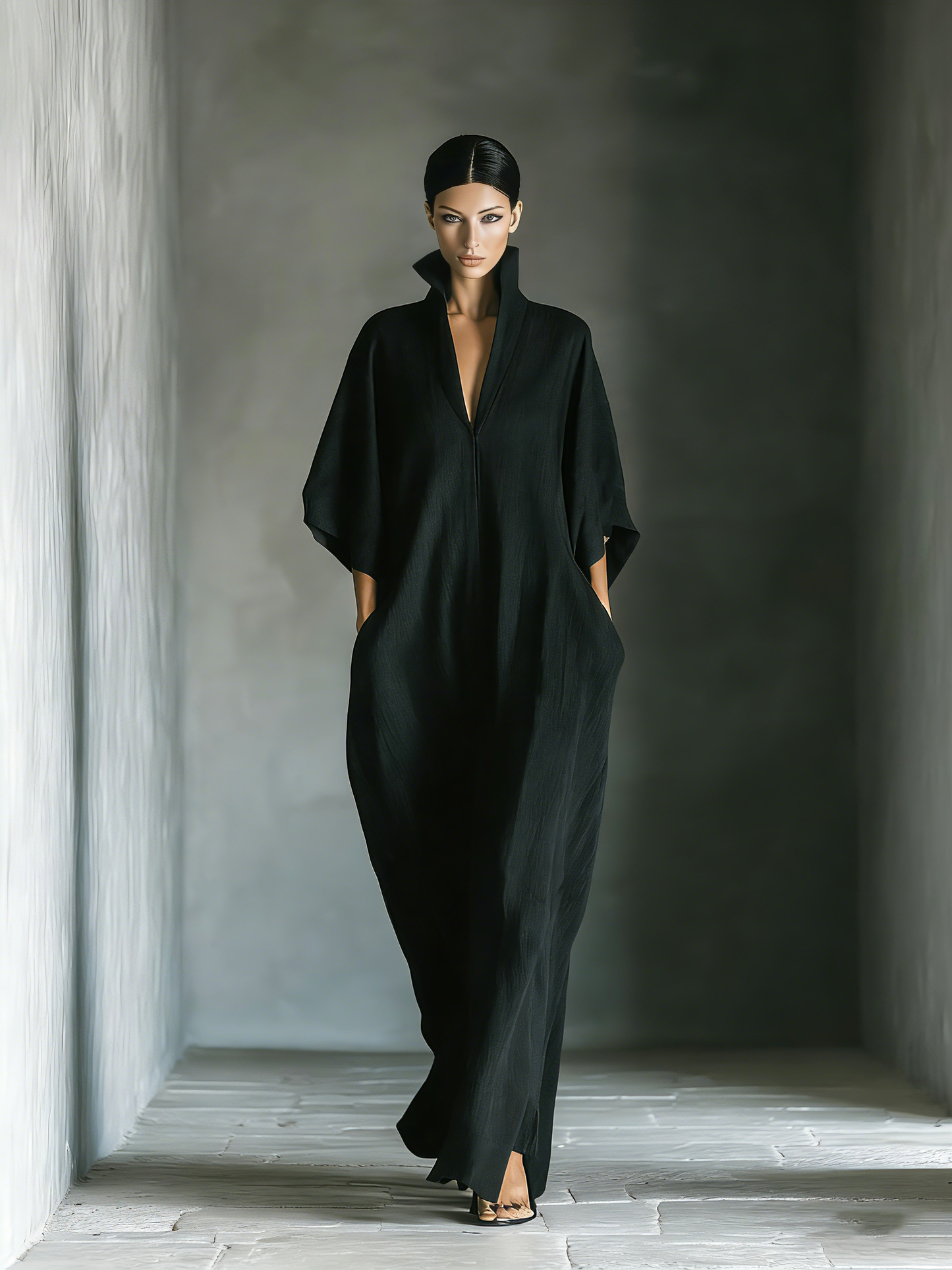 Women's Black Cotton Oversized Maxi Dress – ModClo