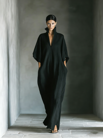 Women's Black Cotton Oversized Maxi Dress – ModClo