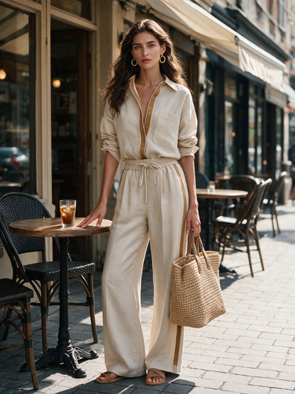 Women's Khaki Linen Two-Piece Set – ModClo