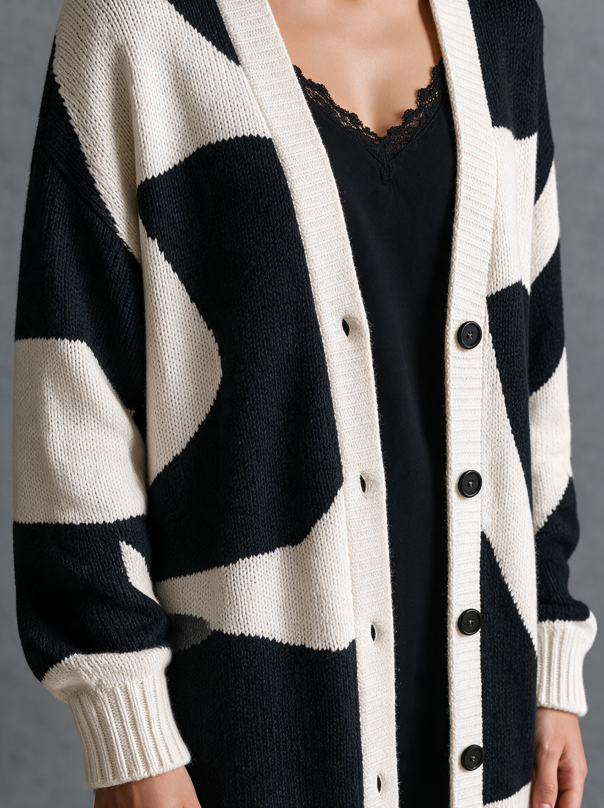 Women's Jacquard Color Block Cardigan – ModClo