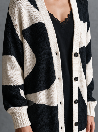 Women's Jacquard Color Block Cardigan – ModClo
