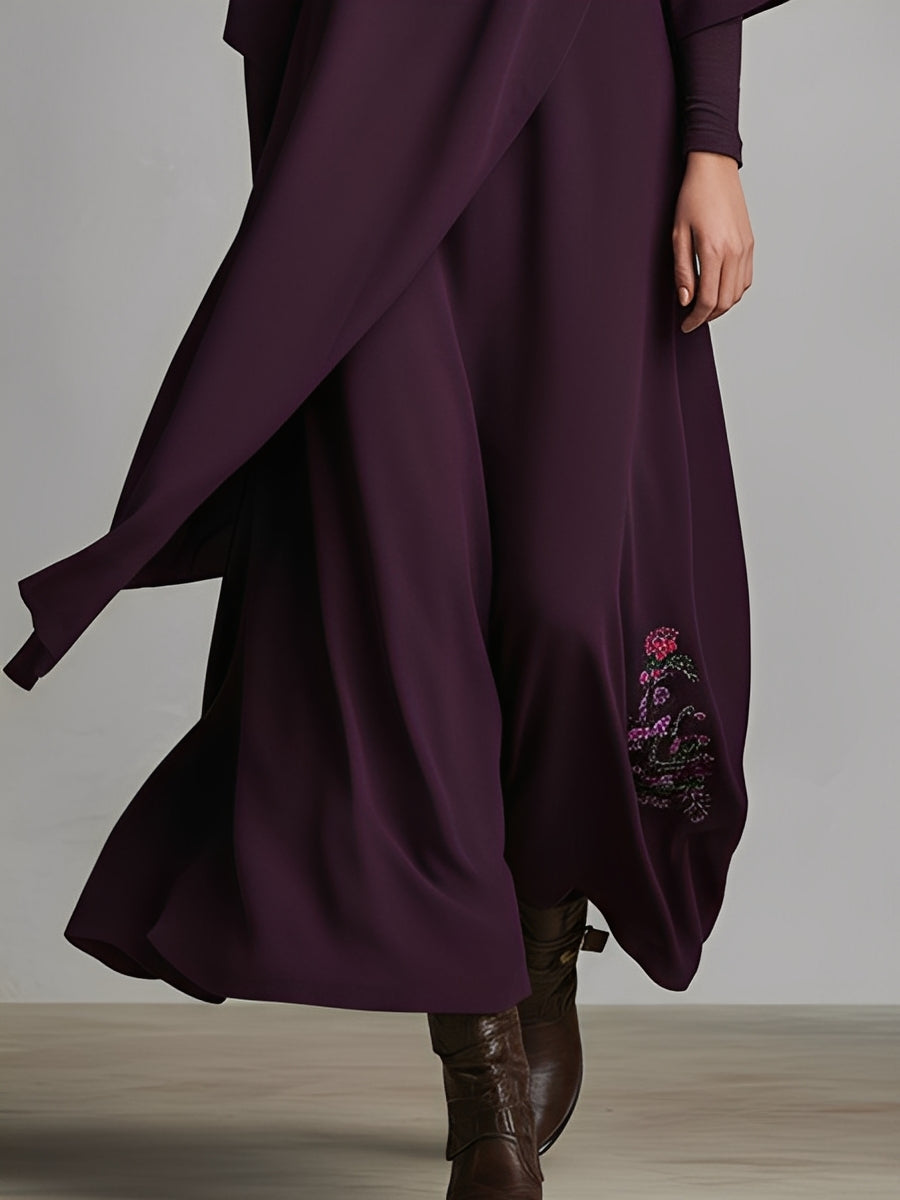 Women's Cotton Turtleneck Embroidered Maxi Dress – ModClo