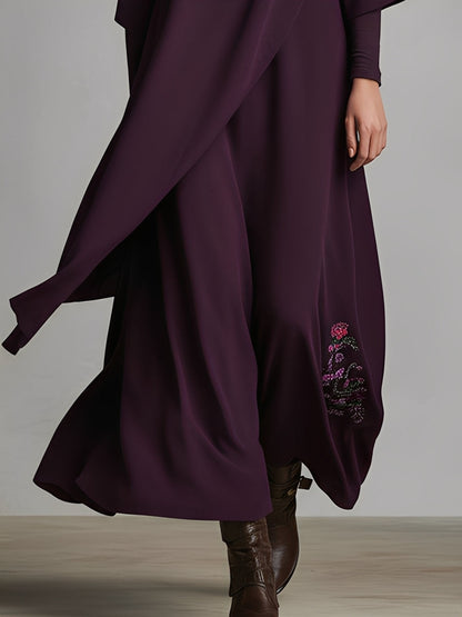 Women's Cotton Turtleneck Embroidered Maxi Dress – ModClo