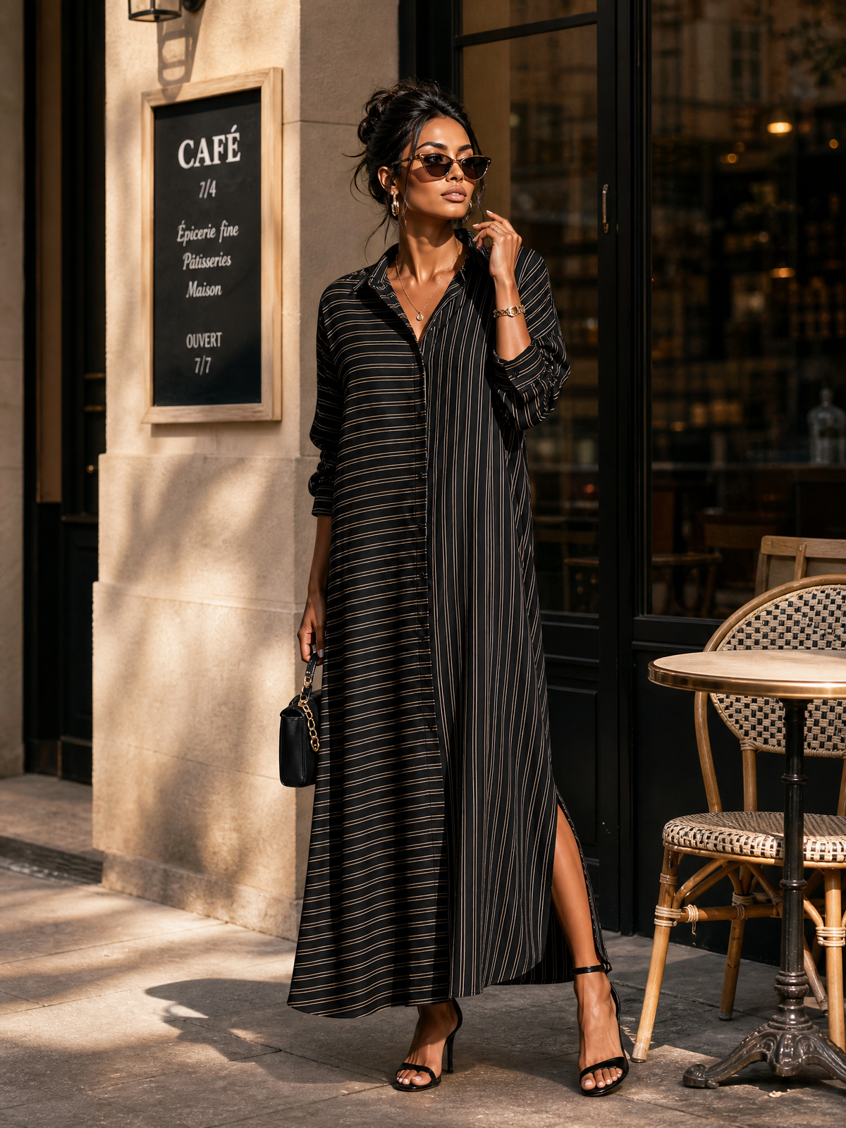 Women's Long Sleeve Striped Maxi Dress – ModClo