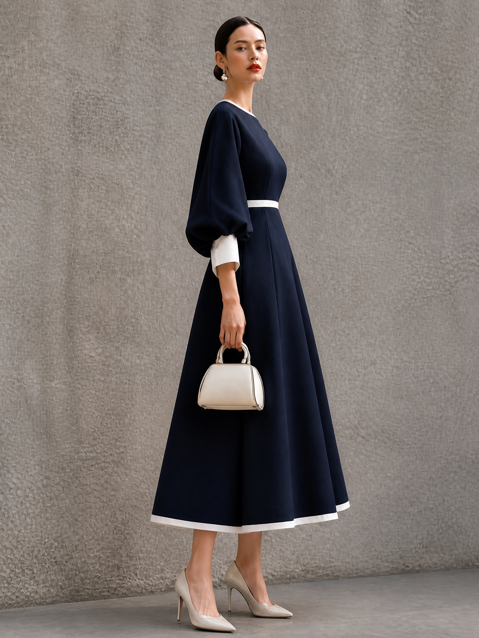 Women's Puff Sleeve Colorblock Puff Maxi Dress – ModClo