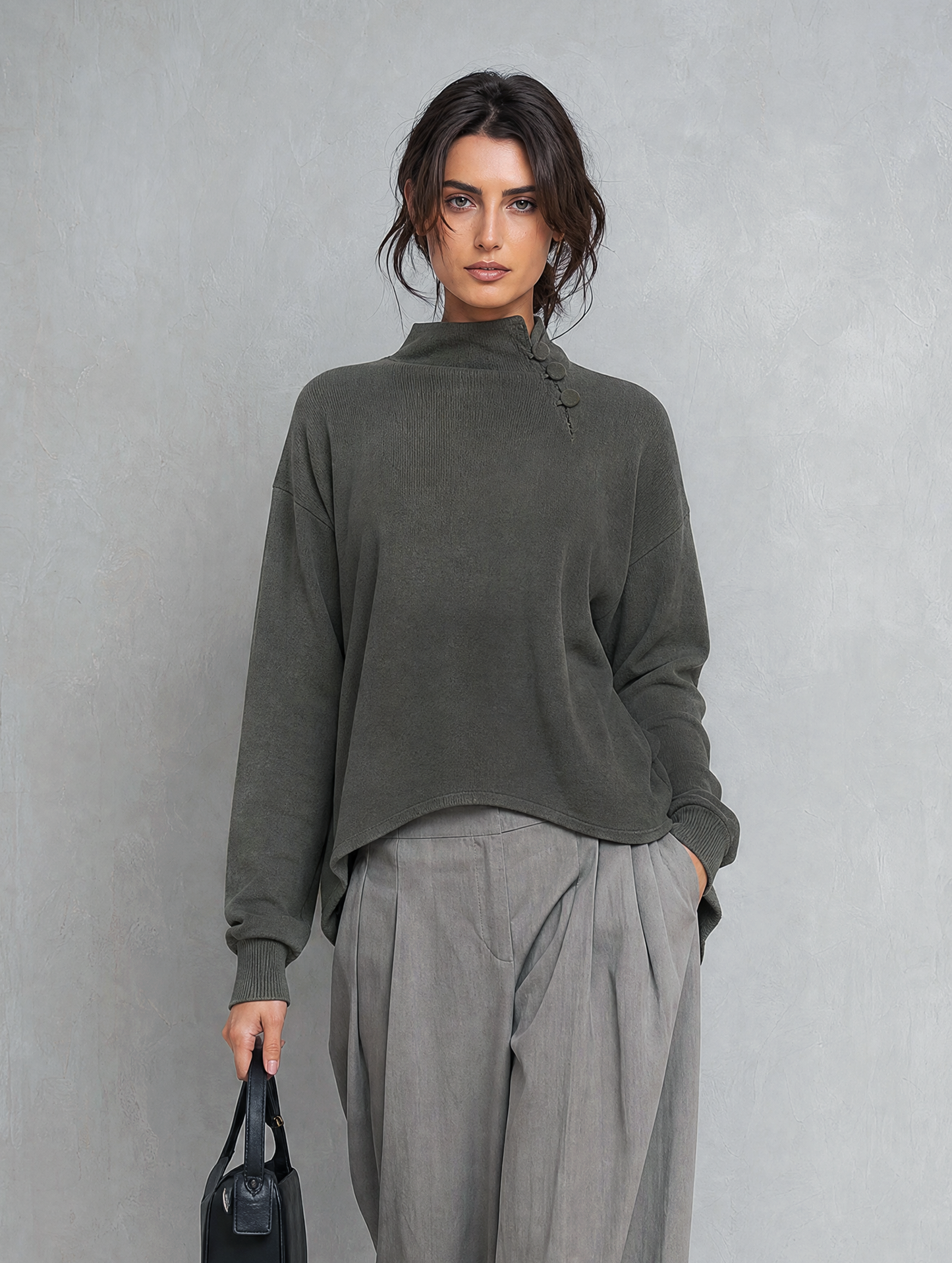 Women's Grey Woven Long Sleeve Two-Piece Set – ModClo