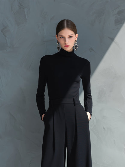 Women's Black Knit Turtleneck Jumpsuit – ModClo