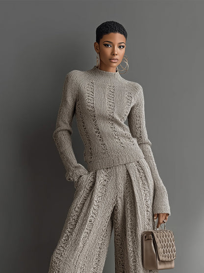 Women's Taupe Knit Trouser Set – ModClo
