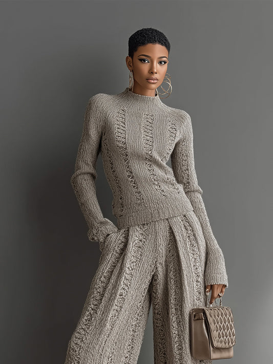 Women's Taupe Knit Trouser Set – ModClo