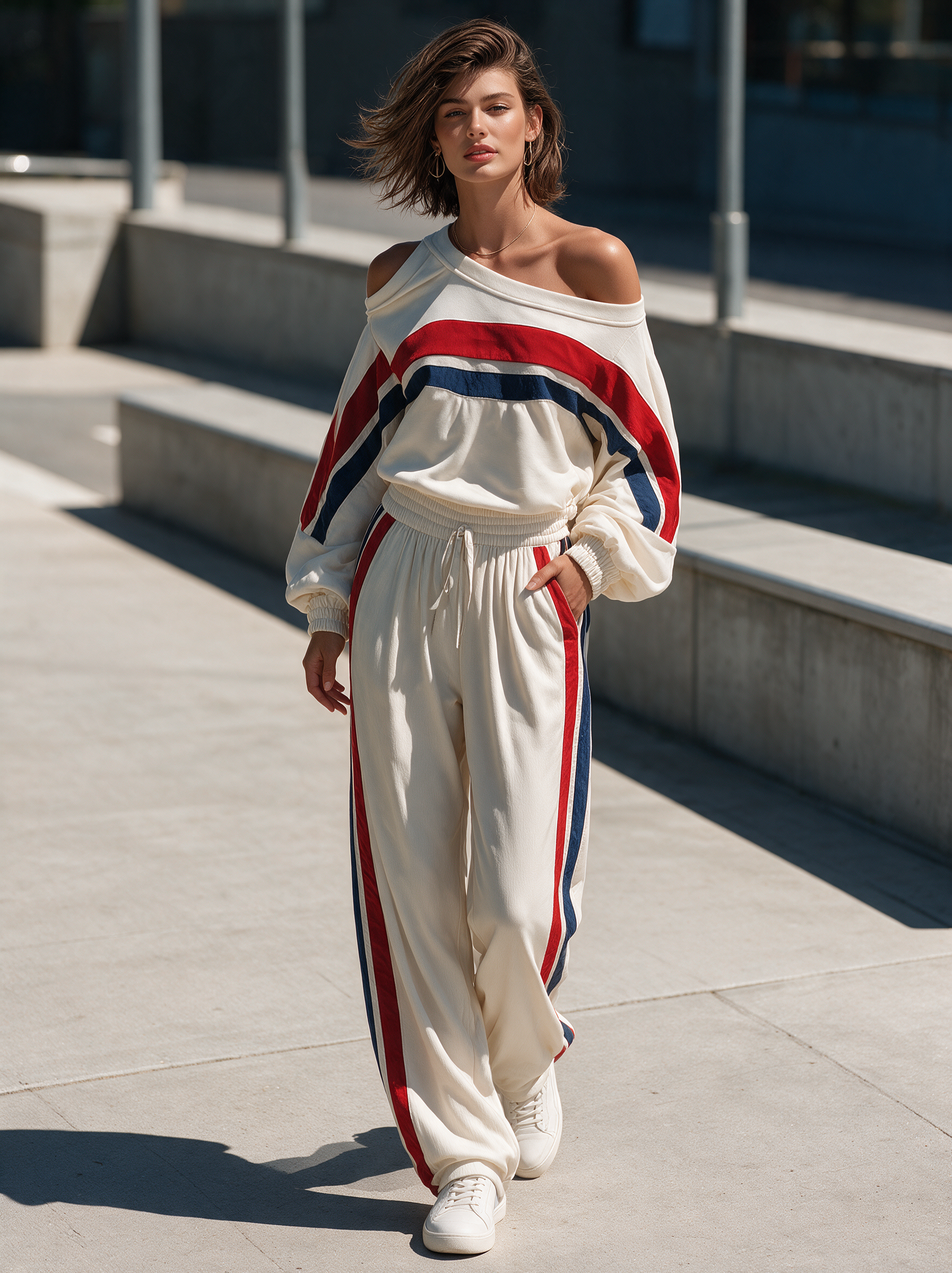 Women's White Long Sleeve Two-Piece Set – ModClo