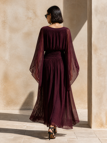 Women's Chiffon Cape Sleeve Maxi Dress – ModClo