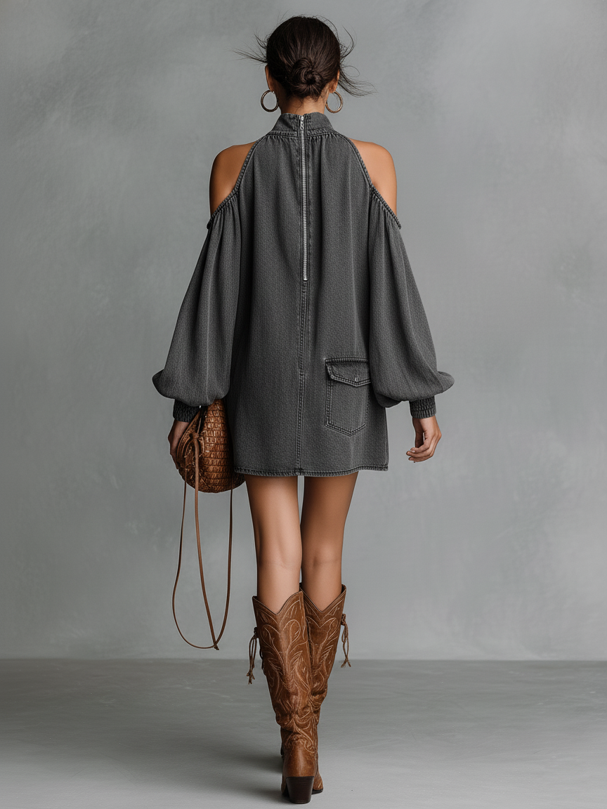 Women's Denim Washed Off Mini Dress – ModClo