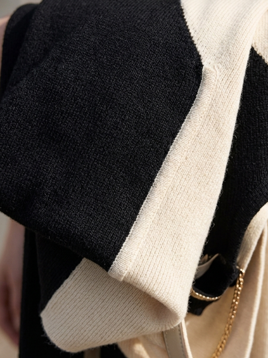 Women's Black Knit Turtleneck Long Sleeve Sweater Dress – ModClo