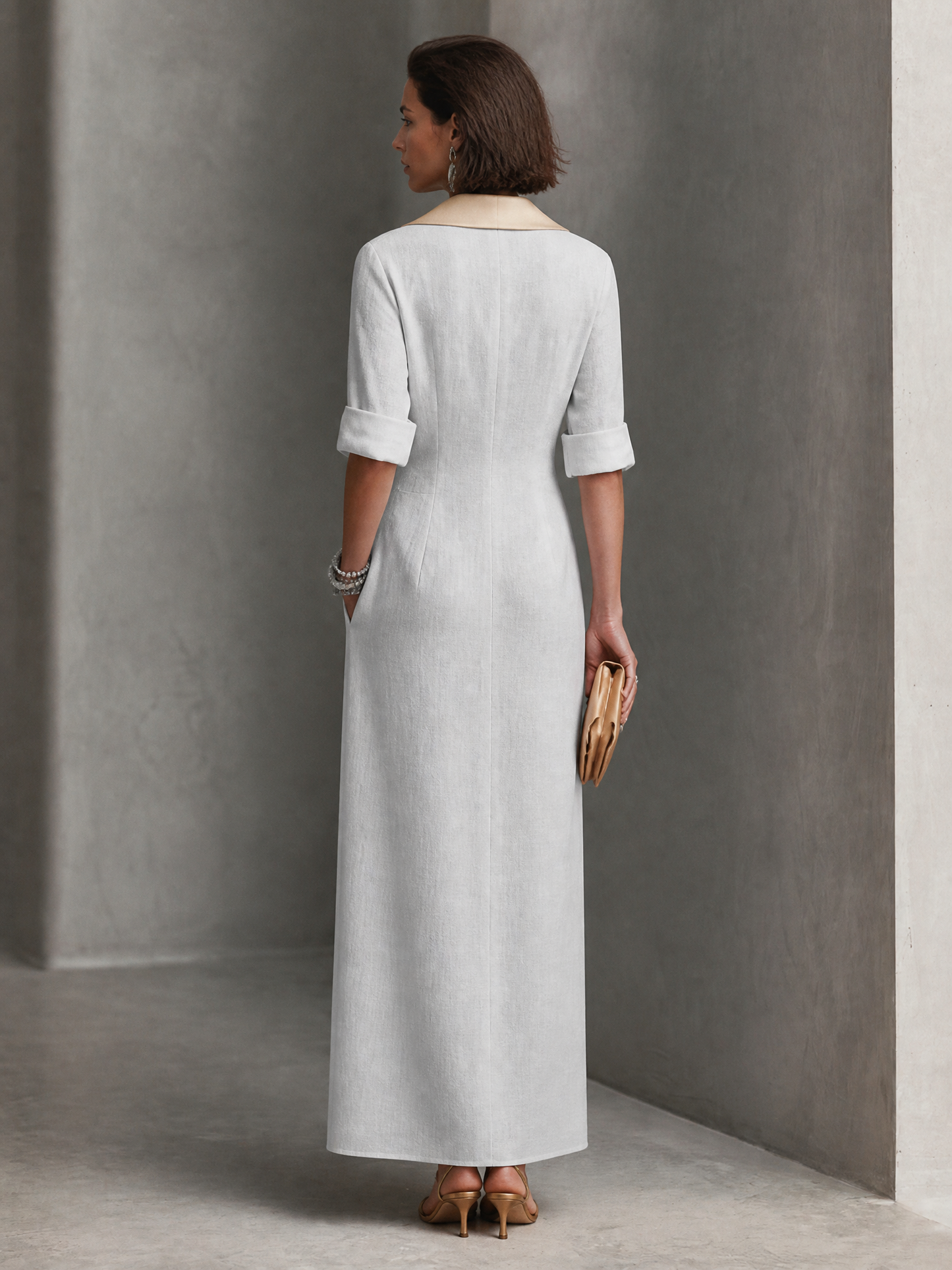 Women's Linen Colorblock Blend Maxi Dress – ModClo