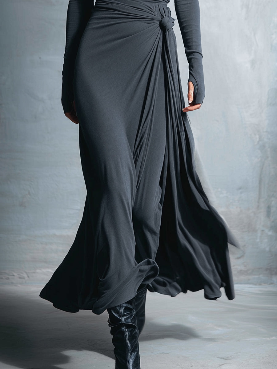 Women's Grey Stretch Wrap Maxi Dress – ModClo
