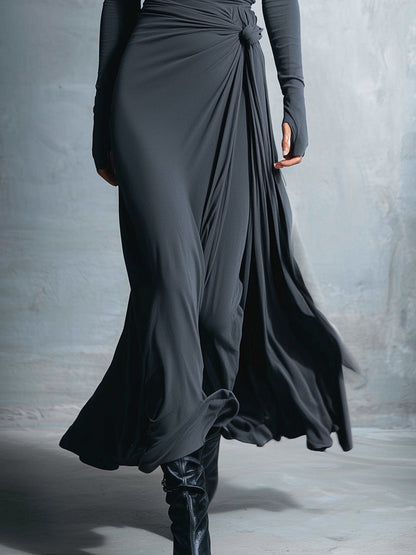 Women's Grey Stretch Wrap Maxi Dress – ModClo