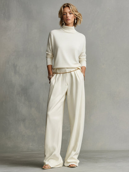 Women's Cream Knit Turtleneck Set – ModClo