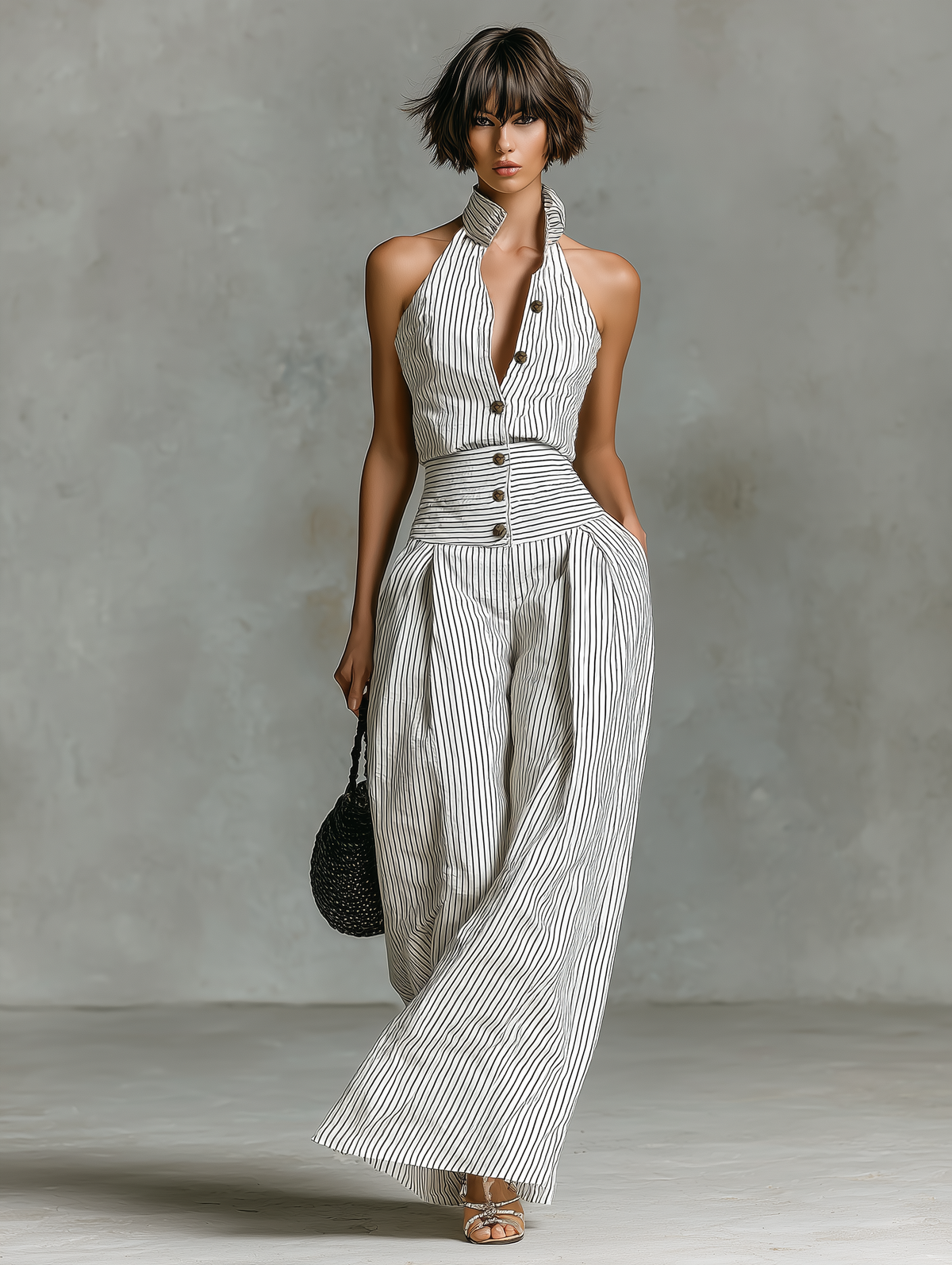 Women's Linen Sleeveless Striped Jumpsuit – ModClo