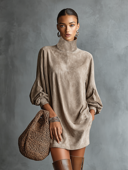 Women's Suede High Neck Mini Dress – ModClo