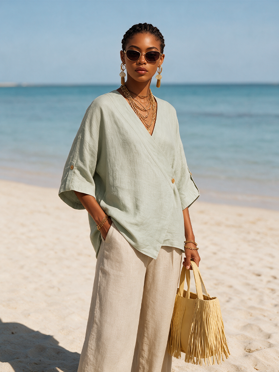 Women's Linen Wrap Jacket – ModClo