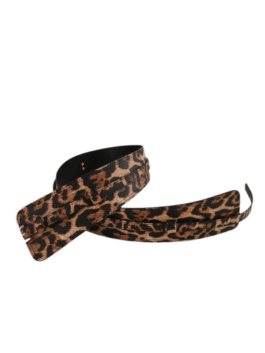 Women's Leopard Leather Asymmetric Print Waist Belt – ModClo