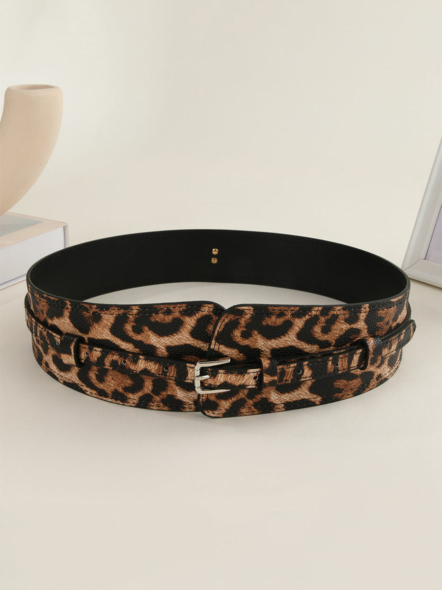 Women's Leopard Leather Asymmetric Print Waist Belt – ModClo