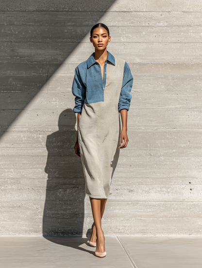 Women's Beige Long Sleeve Dress – ModClo