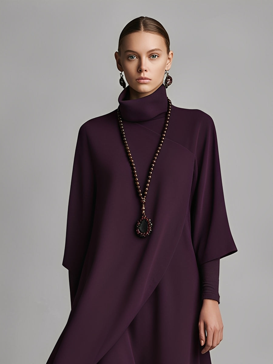 Women's Cotton Turtleneck Embroidered Maxi Dress – ModClo